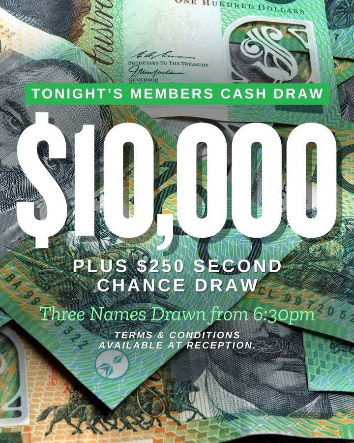 Featured image for “MEMBERS!   Come down to The Workies tonight for our Members Cash Draw and you could be taking home $10K!”