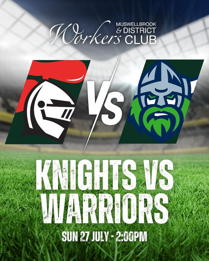Featured image for “Knights vs Warriors NRL Showdown: Live at Muswellbrook Workers Club”