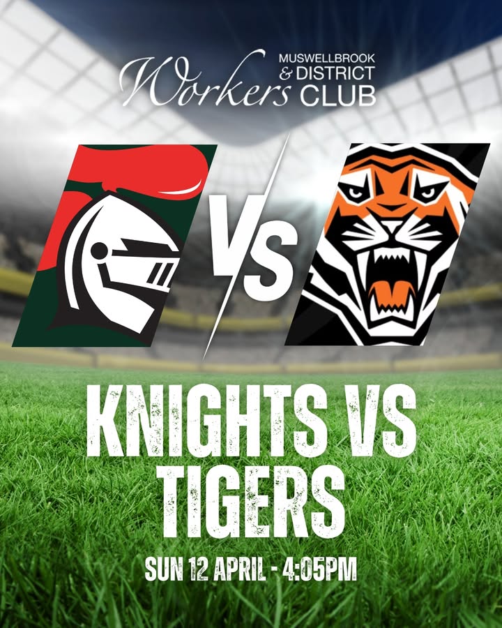 Featured image for “Watch Knights vs Wests Tigers Live at Muswellbrook Workers Club”