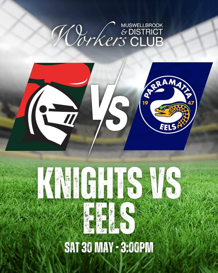 Featured image for “Watch Knights vs Eels Live at Muswellbrook Workers Club”